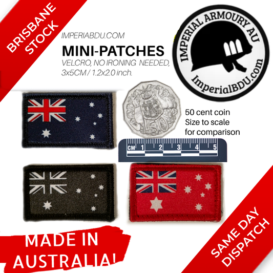 MINI 3 cm x 5 cm ANF Australian Flag Patch / Red Ensign / Tactical Low vis (3-in-1) Velcro Shoulder Patches
