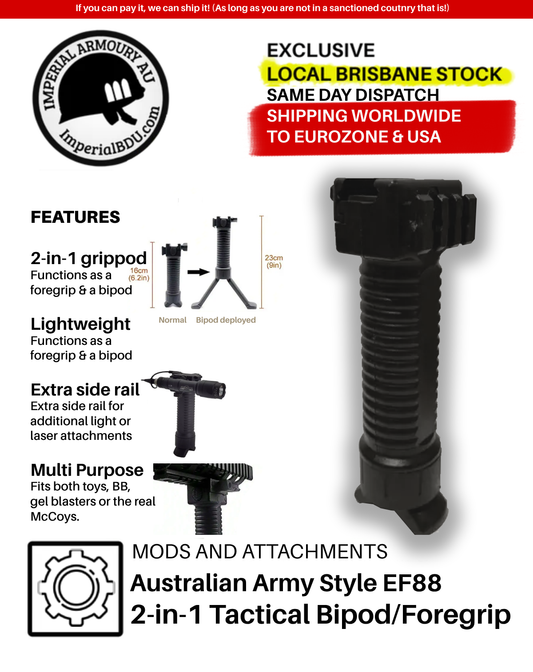 Australian Army EF88 Style Bipod Foregrip Grip Pod Combo - BRISBANE STOCK - SHIP INTERNATIONALLY
