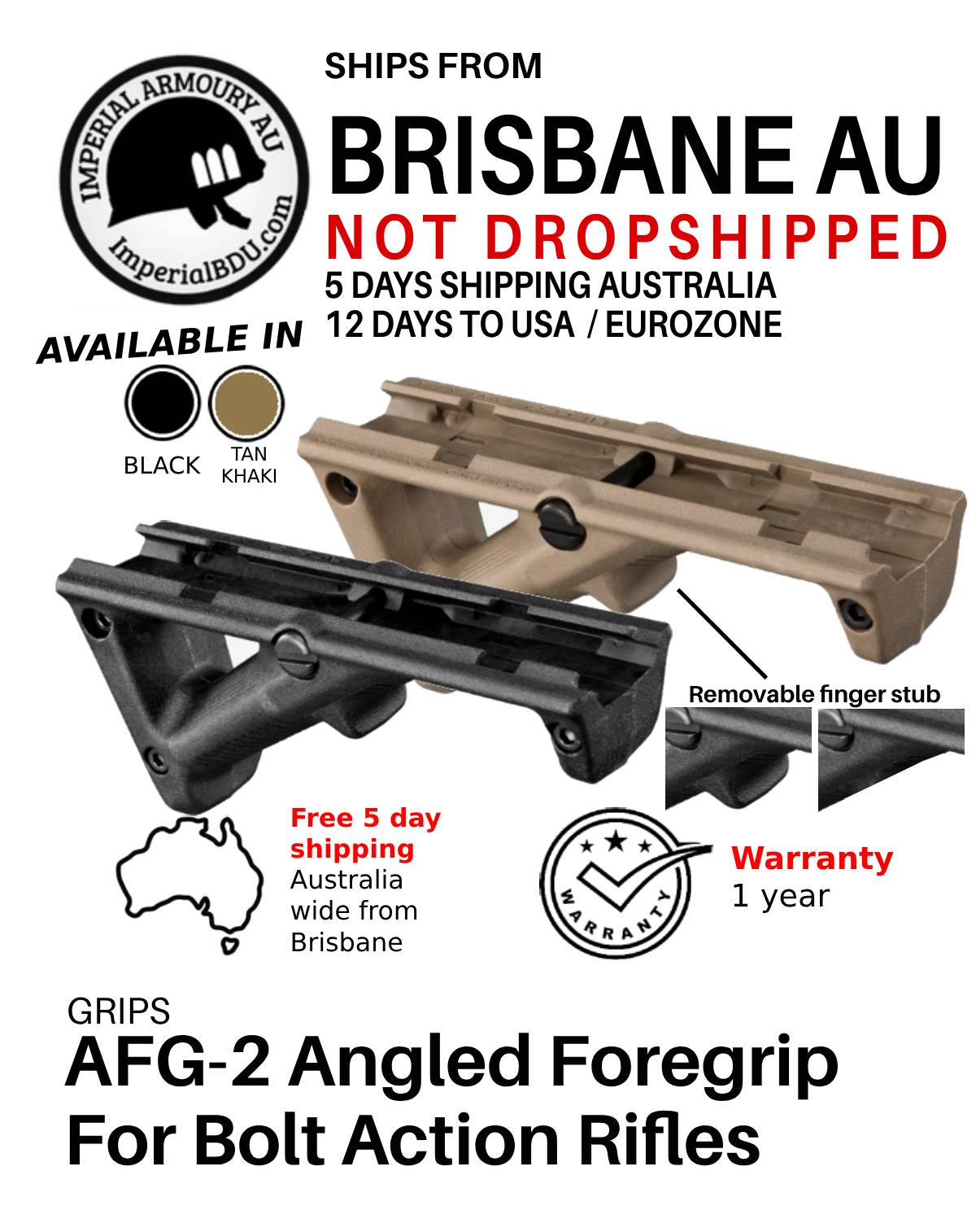 AFG2 - Angled Fore Grip - AFG-2 Magpul Style Angled Foregrip Australia