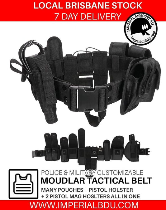 Military Police / Security 10 in 1 Tactical Pistol Belt BLACK/BROWN +🚚💨LOCAL STOCK