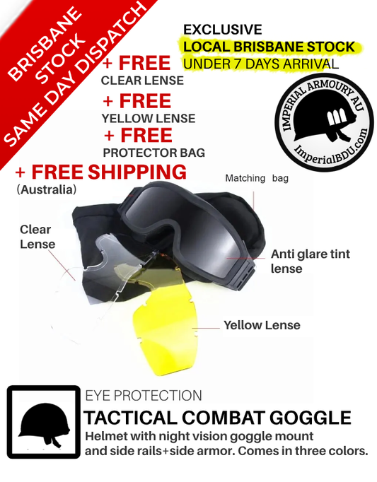 Tactical Combat Goggle + 2 extra lenses FREE 7 DAY SHIPPING (AU) / 10 DAYS (USA)