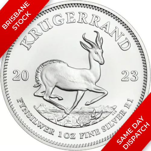 (x25oz tube) 2023 South Africa Krugerrand 1oz .9999 Silver Bullion Coin (Uncapsulated)
