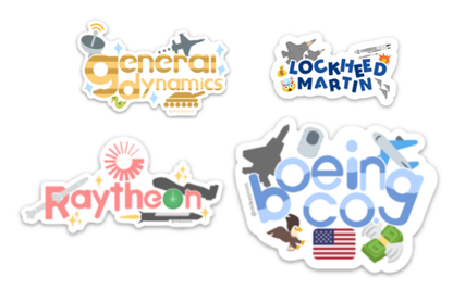 Military Industrial Complex V-tuber Logo Stickers, Boeing, Lockheed Martin, General Dynamics and Raytheon (FREE SHIPPING)