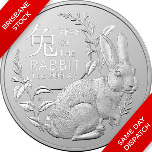 2023 Year Of The Rabbit 1oz Pure Silver Bullion Coin (Royal Australian Mint) (QEII) - FREE INTERNATIONAL SHIPPING